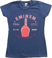 Eminem Dames Tshirt -S- Detroit Finger Blauw