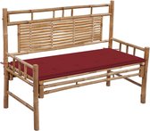 Decoways - Tuinbank met kussen 120 cm bamboe