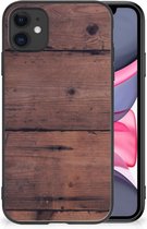 GSM Hoesje Customize Geschikt voor iPhone 11 Leuk TPU Back Cover met Zwarte rand Old Wood