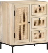 Decoways - Dressoir 60x35x70 cm massief mangohout en natuurlijk riet