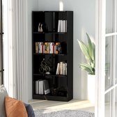 Decoways - Boekenkast met 4 schappen 60x24x142 cm spaanplaat hoogglans zwart