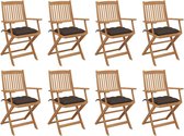 Decoways - Tuinstoelen 8 st inklapbaar met kussens massief acaciahout