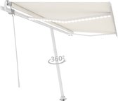 Decoways - Luifel automatisch met LED en windsensor 450x300 cm crèmekleur
