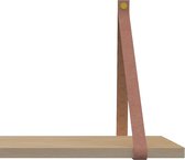 Handles and more Leren plankdragers - met sierschroeven - 100% leer – Suede Pink – set van 2 leren plank banden