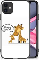 Smartphone Hoesje iPhone 11 Trendy Telefoonhoesjes met Zwarte rand Giraffe