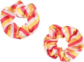 Apollo - Feest schrunchie - 2 stuks - rood-wit-geel - Oeteldonk - Oeteldonk armband - Carnaval accessoires - Carnaval - Feestkleding
