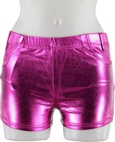 Apollo - Hotpants dames - Latex - Fuchsia - Maat S/M - Hotpants - Carnavalskleding - Feestkleding - Hotpants latex - Hotpants dames