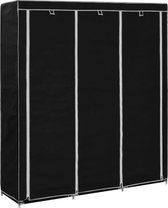 Decoways - Kledingkast met vakken en stangen 150x45x175 cm stof zwart