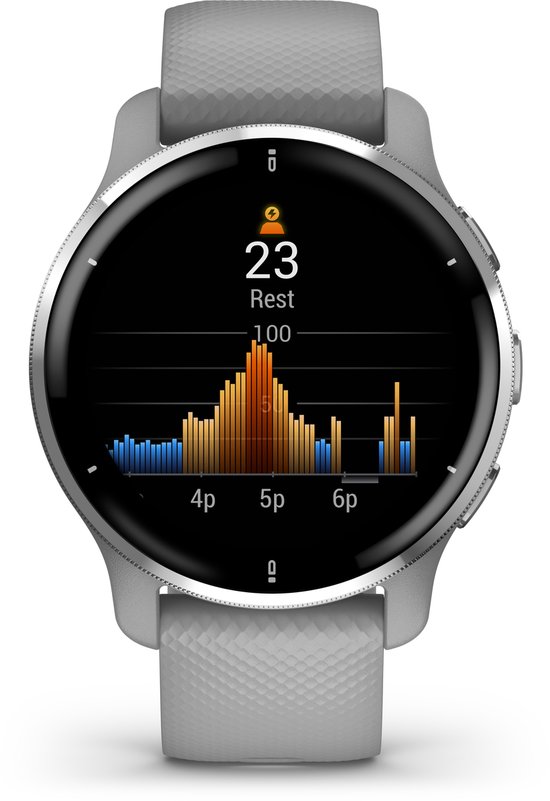 Garmin Venu 2 Plus Health Smartwatch - Amoled touchscreen - 9 dagen batterij - Spraakbesturing - Powder Gray