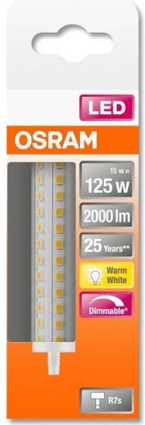 Osram SUPERSTAR, 15 W, 125 W, R7s, 2000 lm, 25000 h, Blanc chaud