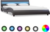 Decoways - Bedframe met LED kunstleer grijs 160x200 cm