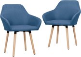 Decoways - Eetkamerstoelen 2 stuks stof blauw