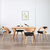 Decoways - Eetkamerstoelen 4 stuks gebogen hout en kunstleer zwart