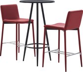 Decoways - 3-delige Barset kunstleer wijnrood