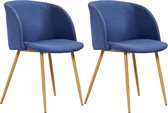 Decoways - Eetkamerstoelen 2 st stof blauw
