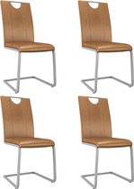 Decoways - Eetkamerstoelen 4 stuks kunstleer bruin