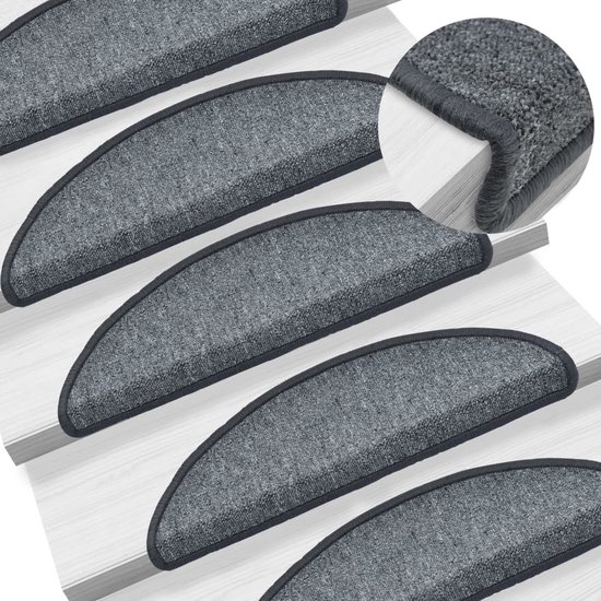 COSTWAY 15 Stuks Trapmatten 76 X 20 Cm - Antislip Grijs Voor Veiligheid