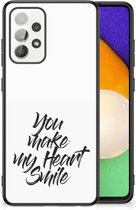 Backcover Soft Siliconen Hoesje Geschikt voor Samsung Galaxy A52 | A52s (5G/4G) Telefoonhoesje met Zwarte rand Heart Smile