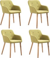 Decoways - Eetkamerstoelen 4 st stof en massief eikenhout groen