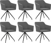 Decoways - Eetkamerstoelen draaibaar 6 st stof lichtgrijs