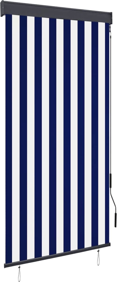 Decoways - Rolgordijn voor buiten 80x250 cm blauw en wit