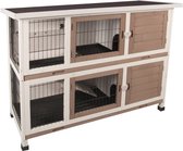 Flamingo konijnenhok urban combi 2 bruin - hout - 122x5x102cm + gratis drinkfles 100ml