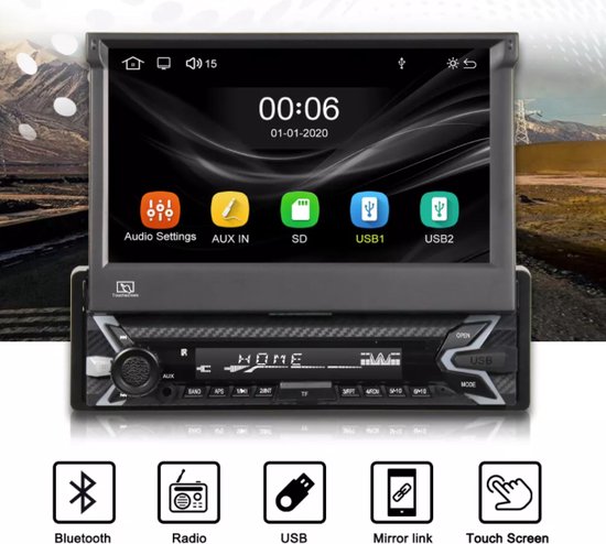 Autoradio bluetooth 1 Din Carplay avec 7 pouce Écran Tactile Main Libres  Poste Radio Voiture FM USB AUX SD+Caméra de Vision Arrière - Cdiscount Auto