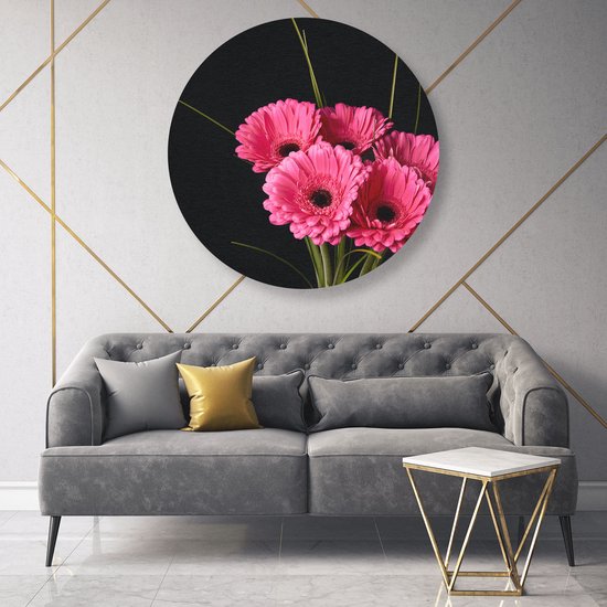 Cercle mural Artaza Dibond Fleurs de Gerbera Roses - Ø 90 cm - Groot - Cercle mural - Peinture ronde - Pour intérieur et extérieur