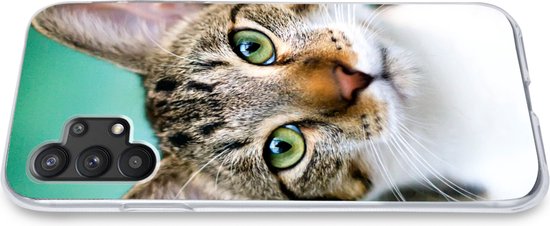 Telefoonhoesje Geschikt voor Samsung Galaxy A32 5G hoesje - Kat - Potret - Ogen - Siliconen Telefoonhoesje Telefoonhoesje