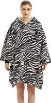 JAXY Hoodie Deken - Snuggie - Snuggle Hoodie - Fleece Deken Met Mouwen - 1450 gram - Zebra