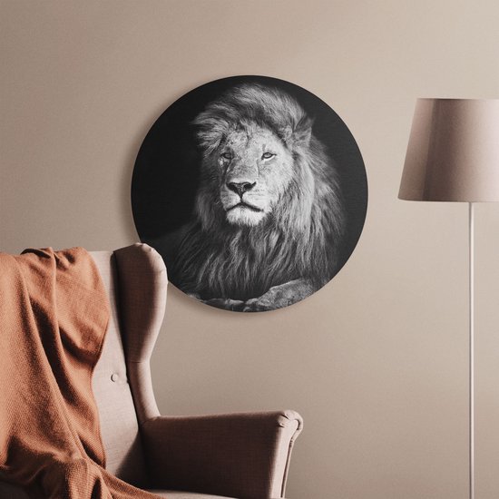 Artaza Dibond Wall Circle Lion - Tête de Lion - Ø 50 cm - Klein - Wall Circle - Tableau Rond - Pour Intérieur et Extérieur