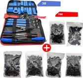 Gereedschap Set - Complete Set - Tool Set - 38 Stuks - Incl. clips - Voor Auto Reparatie - Auto Tool Set - Gereedschapskist - Doe-Het-Zelf - Blauw/Zwart