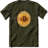 Bitcoin Coin - Crypto T-Shirt Kleding Cadeau | Dames / Heren / Unisex | Bitcoin / Ethereum shirt | Grappig Verjaardag kado | BTC Tshirt Met Print | - Leger Groen - S