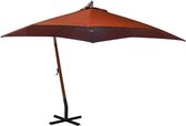 Zweefparasol met paal 3x3 m massief vurenhout terracotta