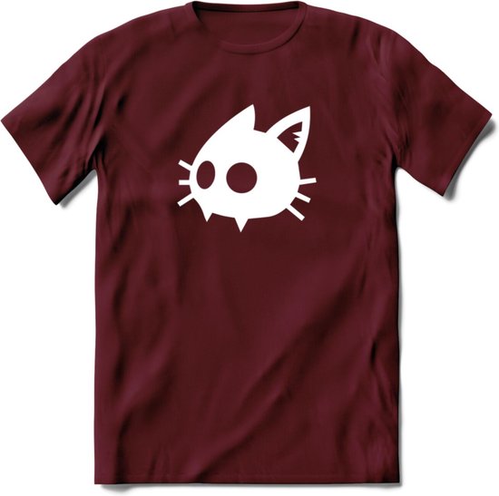 Cat Head - Katten T-Shirt Kleding Cadeau | Dames - Heren - Unisex | Kat / Dieren shirt | Grappig Verjaardag kado | Tshirt Met Print | - Burgundy - S