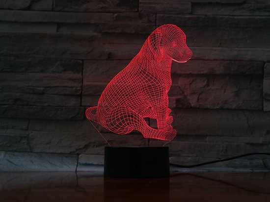 3D Led Lamp Met Gravering - RGB 7 Kleuren - Hond