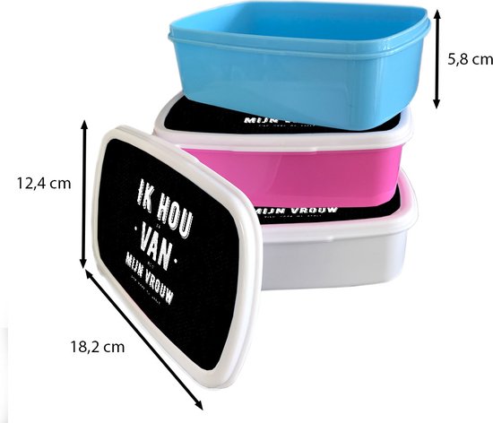 Broodtrommel Wit - Lunchbox - Brooddoos - Spreuken - 'Ik hou van mijn vrouw' - Quotes - Zwart - 18x12x6 cm - Volwassenen