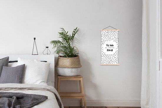 Porte-affiche avec affiche - Affiche scolaire - Citations - Proverbes - 'J'ai la grand-mère la plus douce' - 40x80 cm - lattes vierges