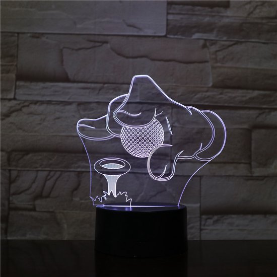 3D Led Lamp Met Gravering - RGB 7 Kleuren - Golf