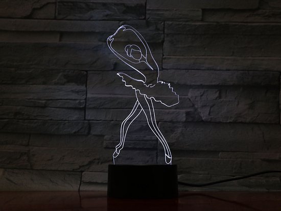 3D Led Lamp Met Gravering - RGB 7 Kleuren - Ballet