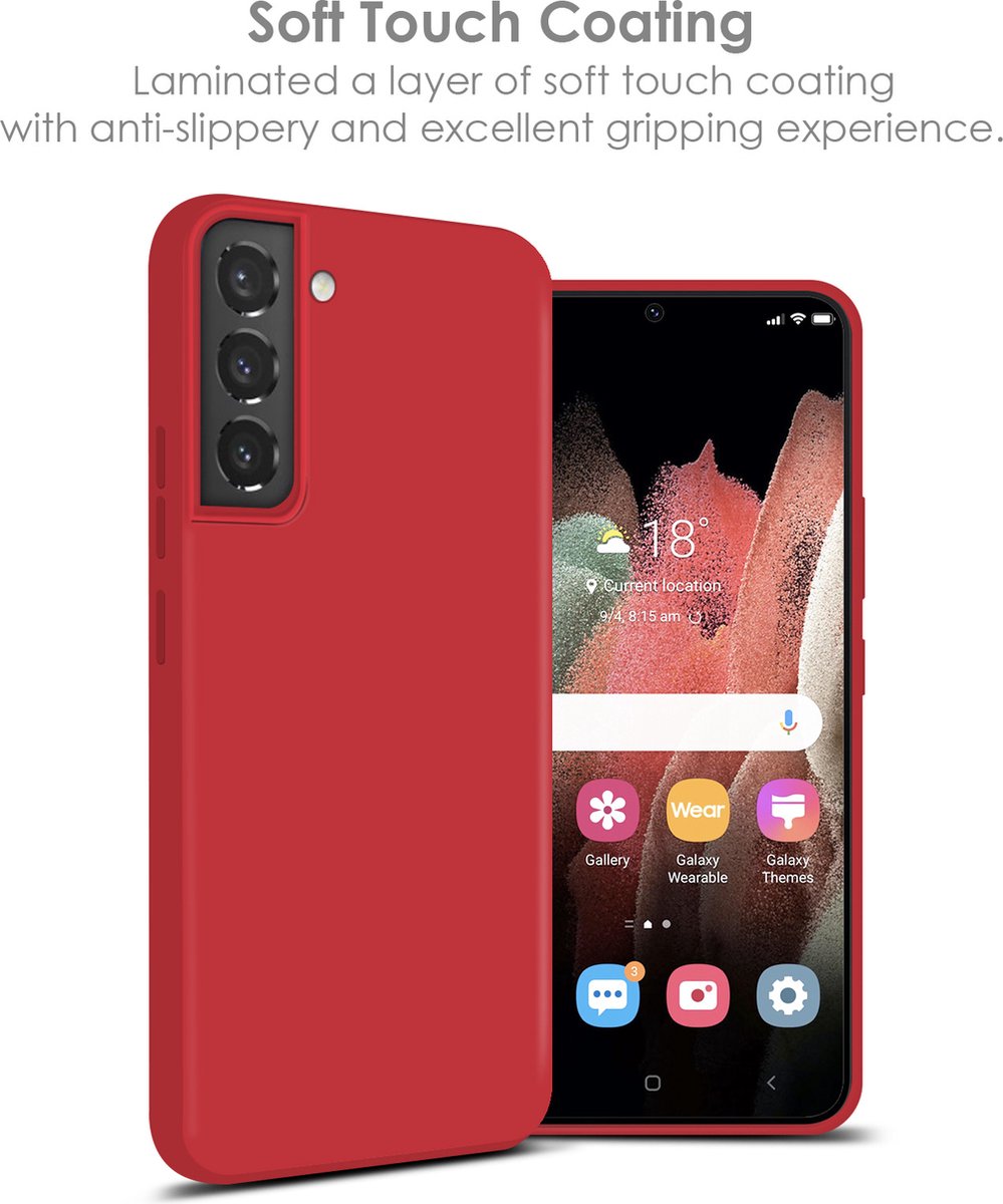 Hoesje Geschikt Voor Samsung Galaxy S22 Hoesje Silicone Backcover - Rood