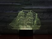 3D Led Lamp Met Gravering - RGB 7 Kleuren - Schip