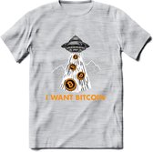 I Want Bitcoin - Crypto T-Shirt Kleding Cadeau | Dames / Heren / Unisex | Bitcoin / Ethereum shirt | Grappig Verjaardag kado | Tshirt Met Print | - Licht Grijs - Gemaleerd - XL