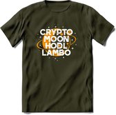 Crypto Moon - T-Shirt Kleding Cadeau | Dames / Heren / Unisex | Bitcoin / Ethereum shirt | Grappig Verjaardag kado | Tshirt Met Print  Prijs - Leger Groen - XXL