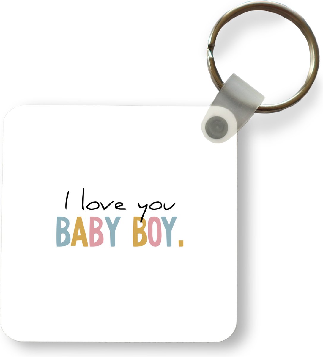 Sleutelhanger - Uitdeelcadeautjes - Love you - Regenboog - Zoon - Jongetje - I love You Baby Boy - Spreuken - Quotes - Plastic