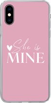 Geschikt voor iPhone X hoesje - Bruiloft - Quotes - 'She is mine' - Spreuken - Siliconen Telefoonhoesje