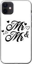 Geschikt voor iPhone 12 mini hoesje - Quotes - Hart - 'Mr & Mr' - Spreuken - Siliconen Telefoonhoesje
