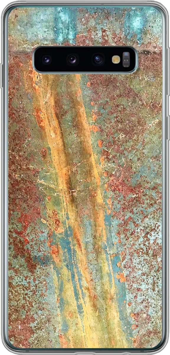 Telefoonhoesje Geschikt voor Samsung Galaxy S10 hoesje - Roest print - Goud - Metalen - Siliconen Telefoonhoesje Telefoonhoesje