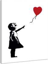 Schilderij - Banksy, Girl with Balloon, Meisje met Ballon, 70x100cm.Premium Print