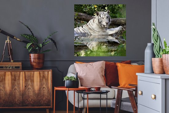Stickers muraux - Sticker Feuille - Tigre Witte dans l'Eau - 80x80 cm - Feuille Adhésive - Stickers muraux Chambre d'Enfant - Papier Peint Auto Adhésif